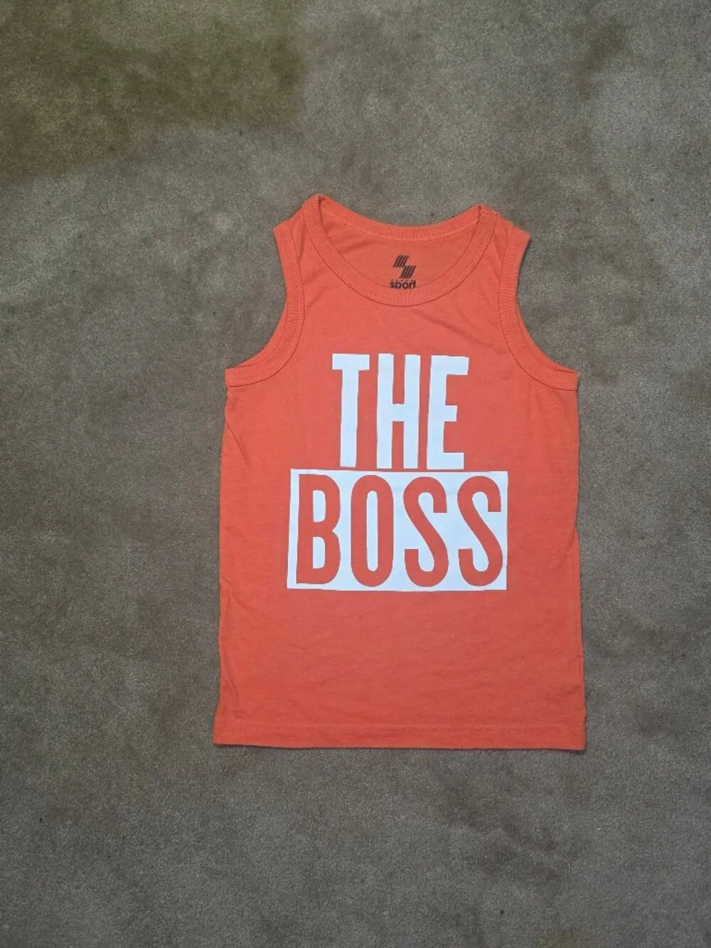 Kids Place Sport "The Boss" Orange Tank Top Sz Med 7/8 - Picture 3 of 9